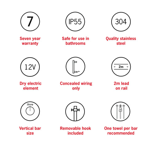 Thermorail VS900HBZ Brushed Bronze Vertical Heated Rail